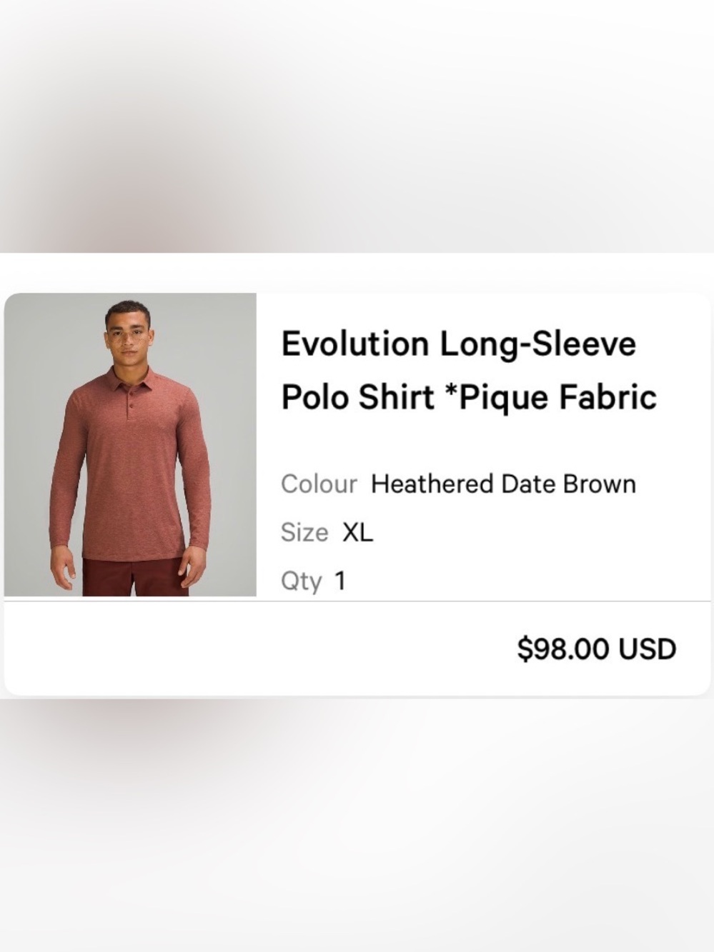 Evolution Long-Sleeve Polo Shirt in Heathered Date Brown